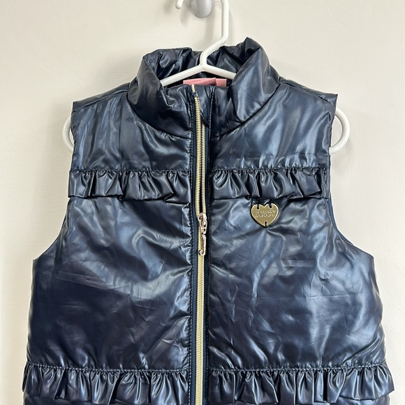 Juicy couture navy blue puffer vest ruffle 6 - Picture 2 of 5